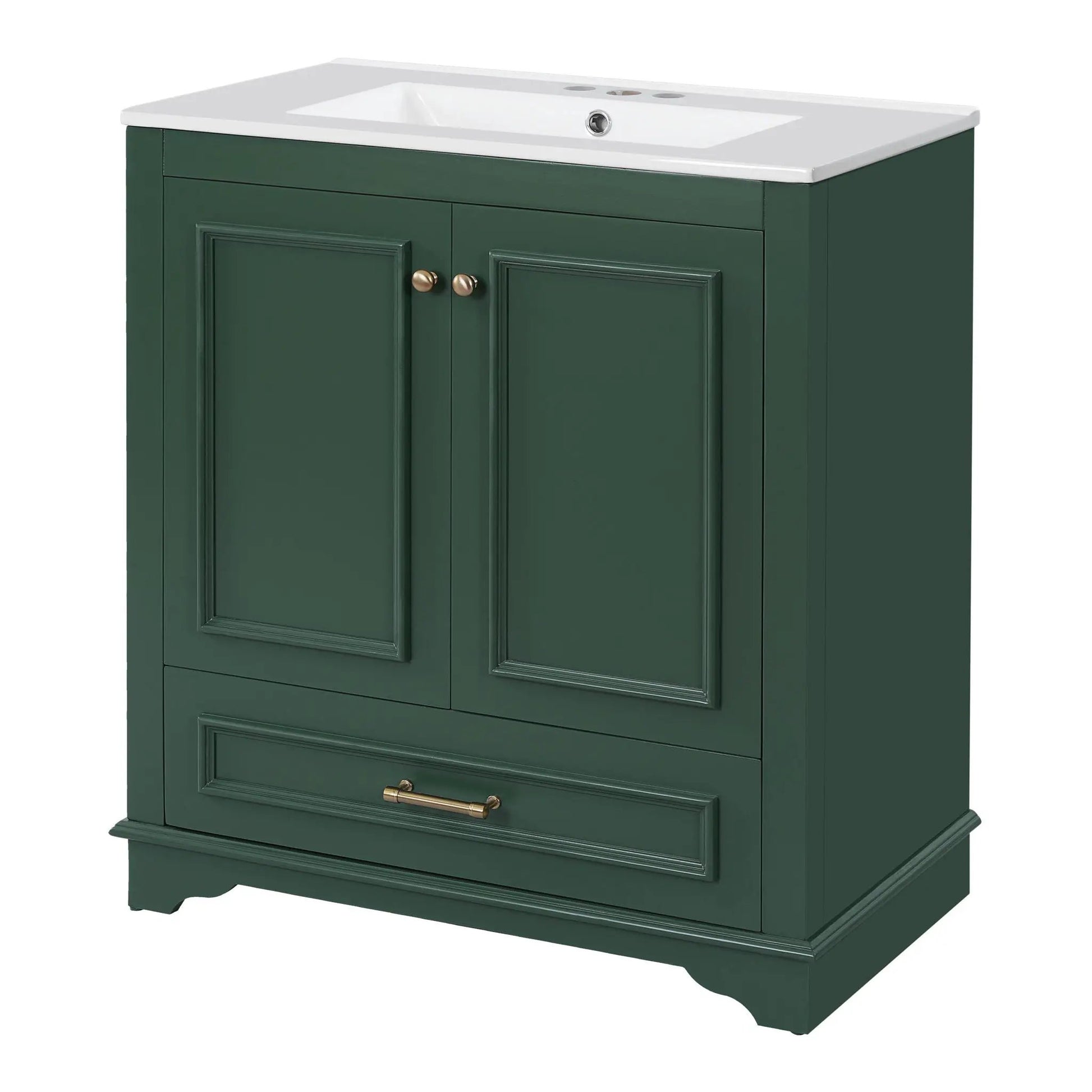 Bathroom vanity with sink, soft-close doors, adjustable shelf in green by Unique Piece Furniture on Tampa Home & Garden Store