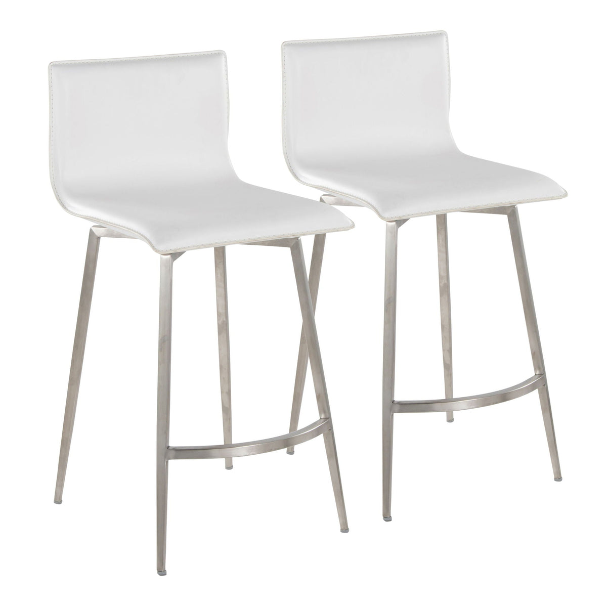 Mara white upholstered contemporary swivel counter stools set of 2 with metal legs on Tampa Home & Garden Store