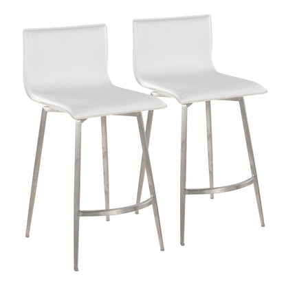 Mara white upholstered contemporary swivel counter stools set of 2 with metal legs on Tampa Home & Garden Store