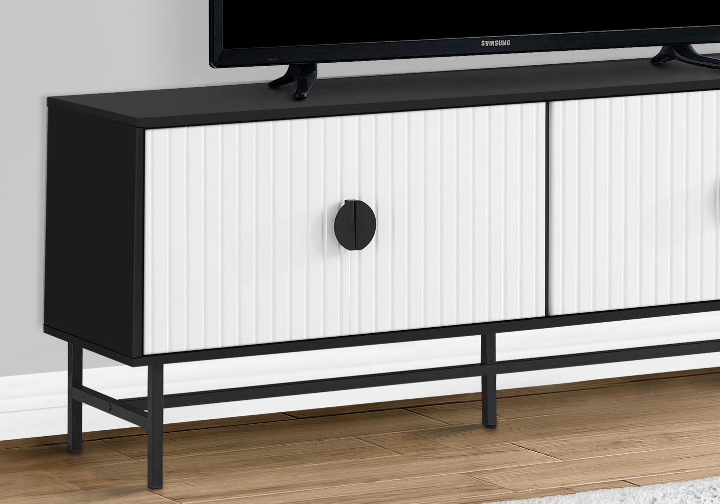 Contemporary Wood Media Console with Storage