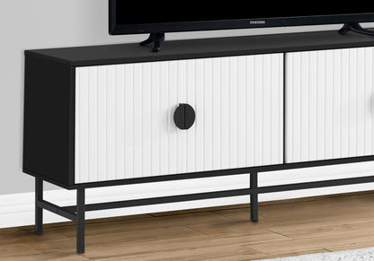 Contemporary Wood Media Console with Storage