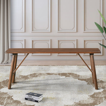 Walnut brown accent bench, solid wood construction, mid-century style on Tampa Home & Garden Store