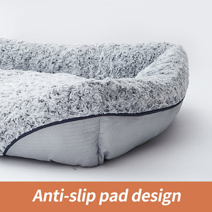 Swirl Rose Velvet dog bed with grey plush top and anti-slip base on Tampa Home & Garden Store