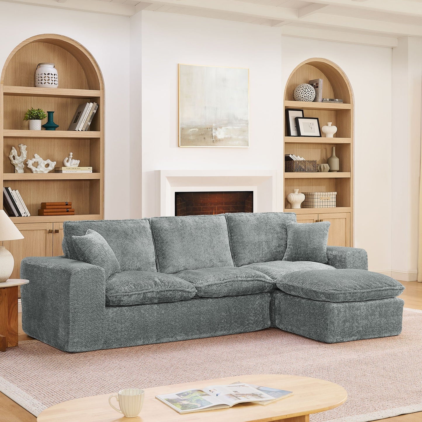 Sectional Sofa With Moveable Ottoman in fabric, 3-piece living room set HouseOfZazla on Tampa Home & Garden Store
