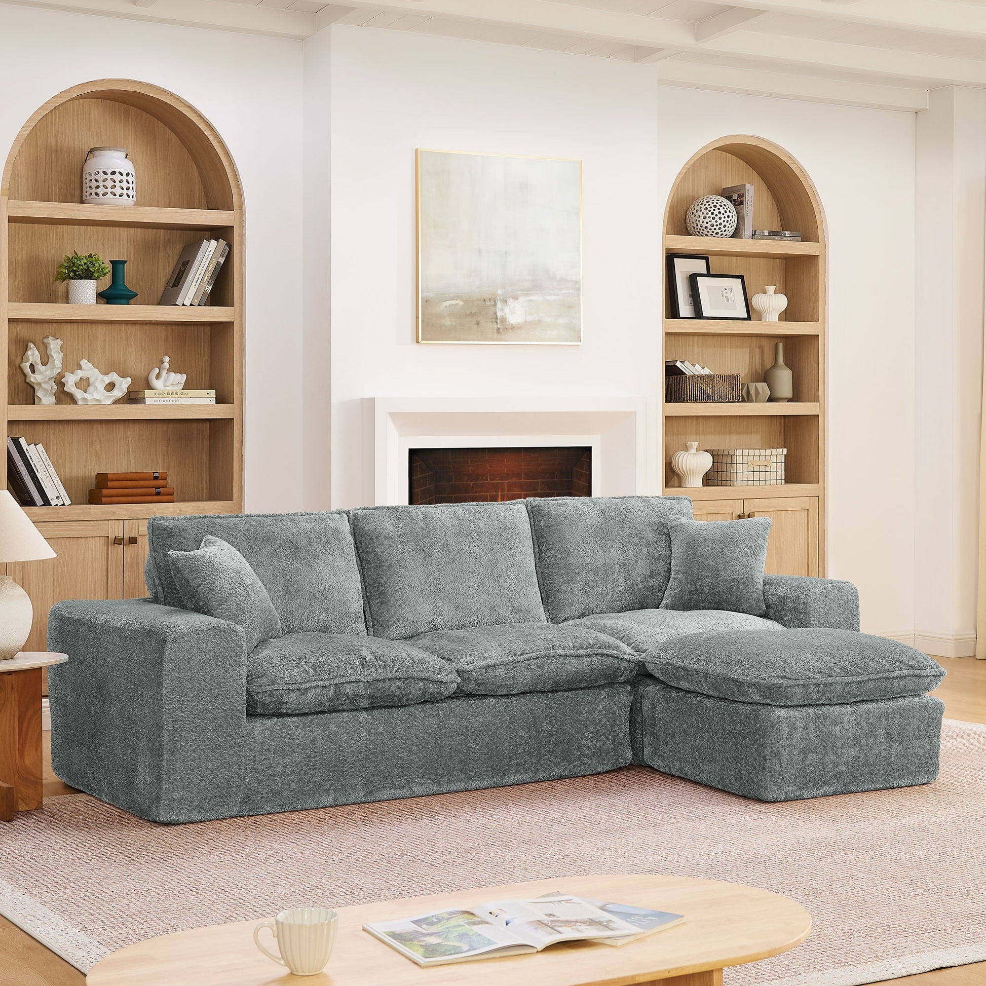 Sectional Sofa With Moveable Ottoman in fabric, 3-piece living room set HouseOfZazla on Tampa Home & Garden Store