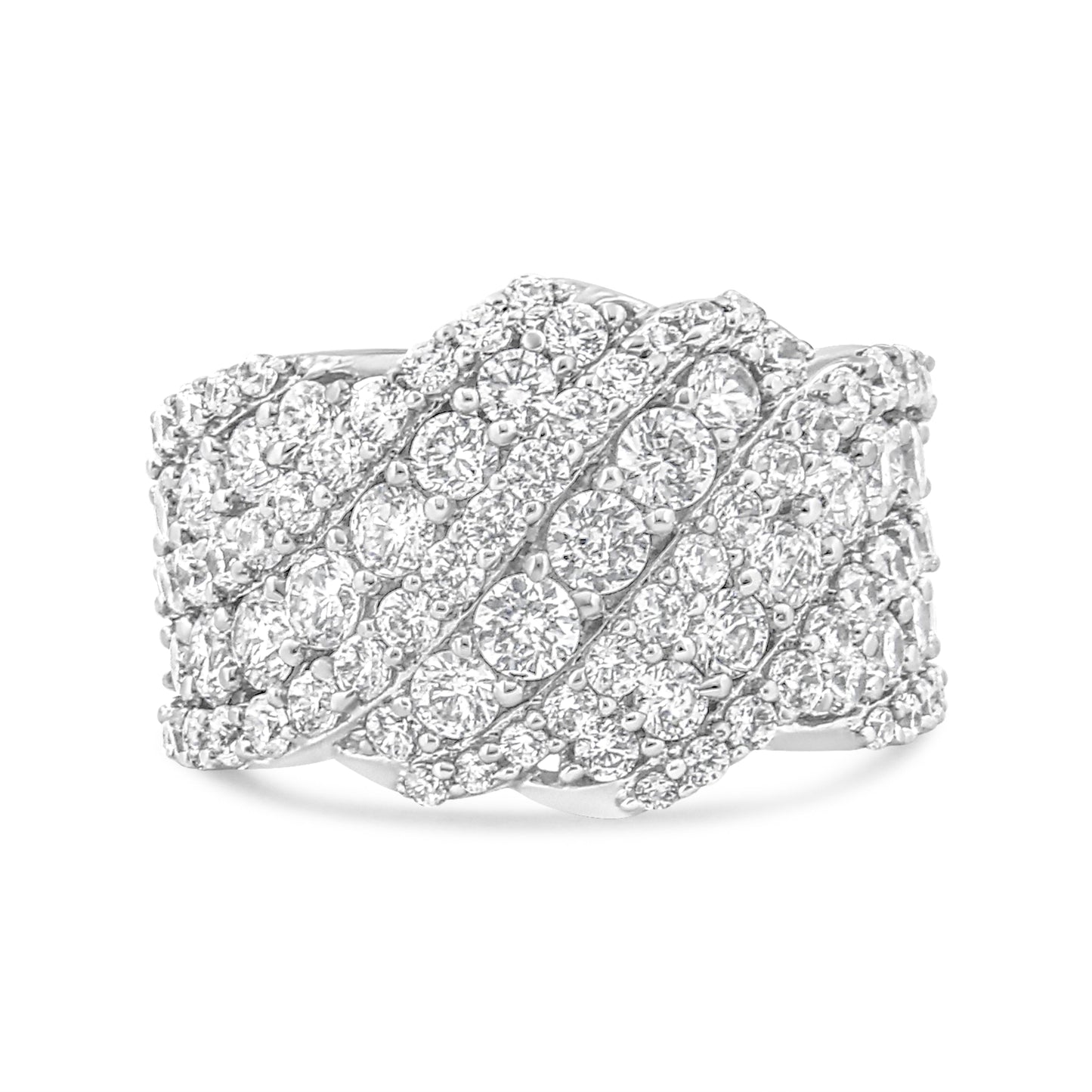 10K white gold diamond multi-row cluster ring 3.00 cttw I3 size 7 Bids.com on Tampa Home & Garden Store