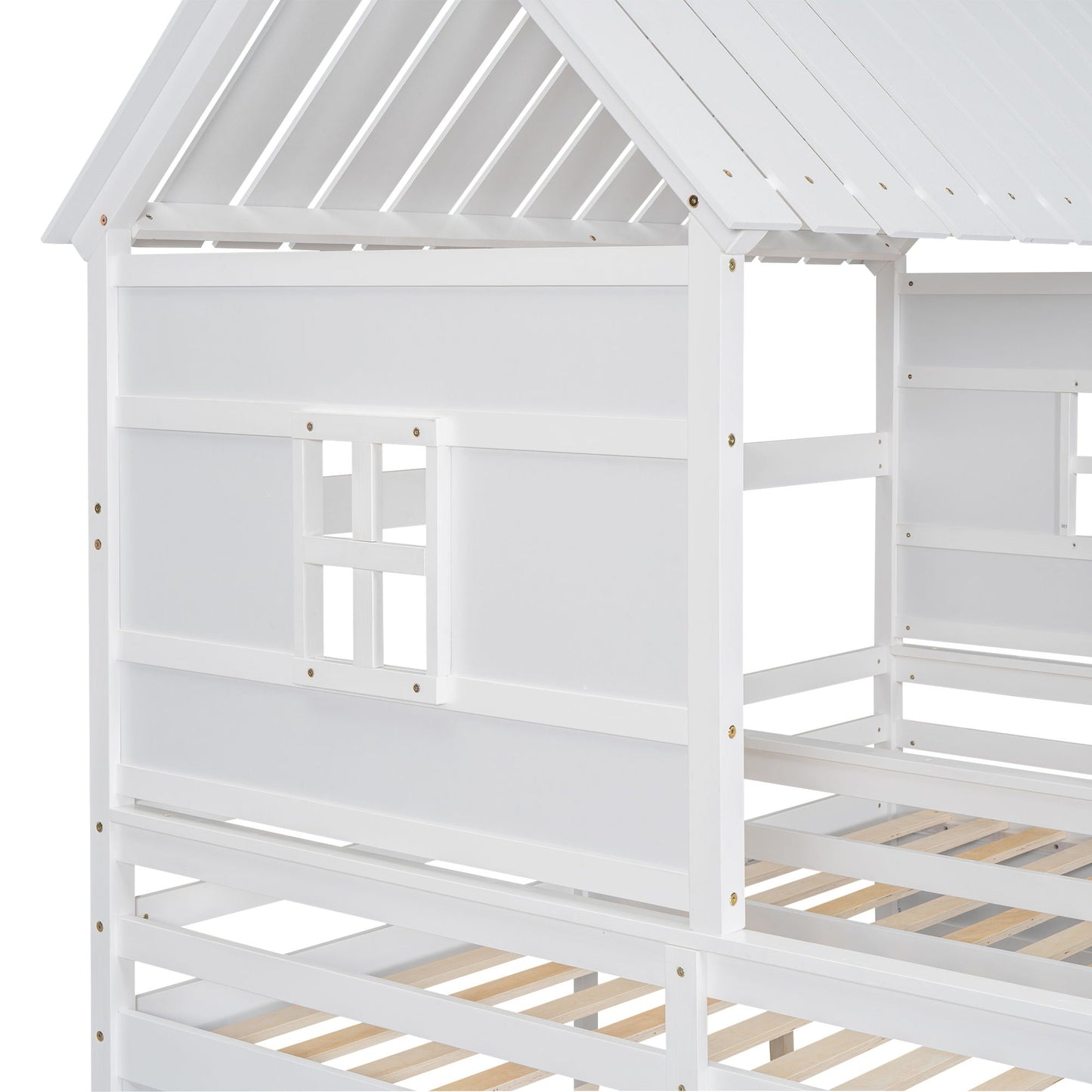 White house platform bed with side-by-side 2 drawers and slatted roof accent by HouseOfZazla on Tampa Home & Garden Store