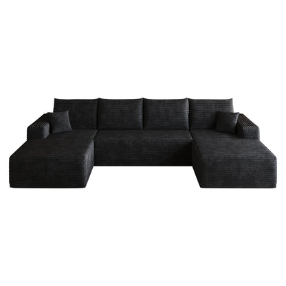 134-inch Cloud Sectional Sofa by HouseOfZazla in charcoal fabric, large L-shaped sectional on Tampa Home & Garden Store