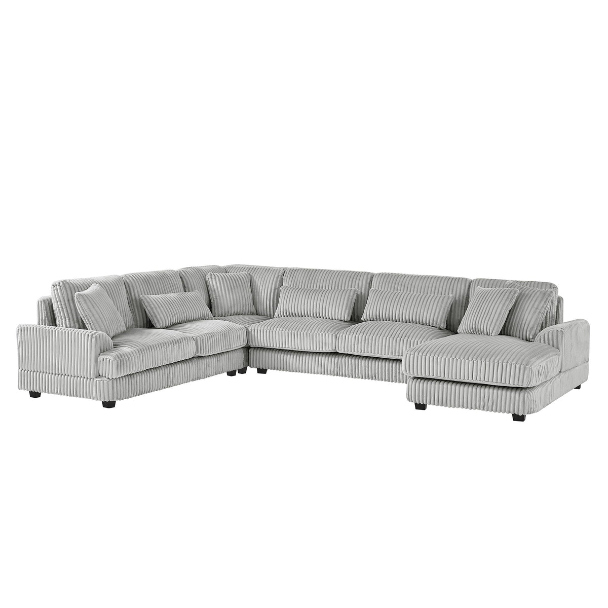 U-shaped stationary sectional sofa with chaise lounge in gray fabric by HouseOfZazla, oversized for living rooms on Tampa Home & Garden Store