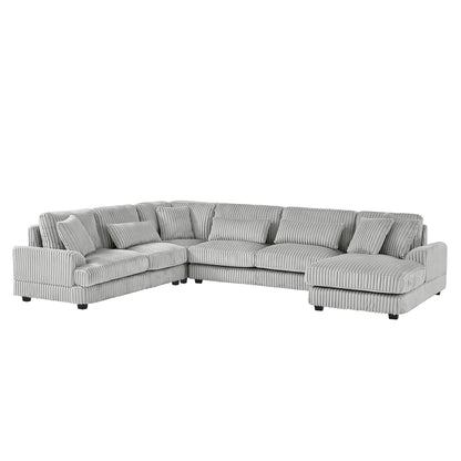 U-shaped stationary sectional sofa with chaise lounge in gray fabric by HouseOfZazla, oversized for living rooms on Tampa Home & Garden Store