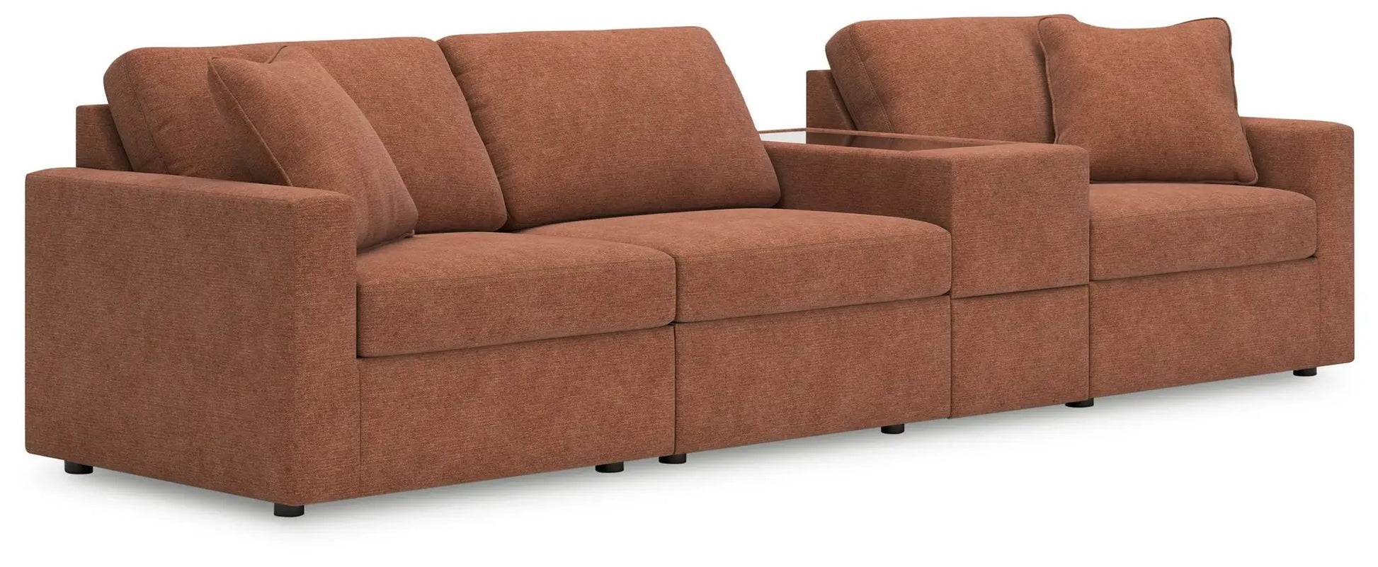Modmax Sectional Spice sofa in rust fabric with plush cushions and low-profile feet on Tampa Home & Garden Store