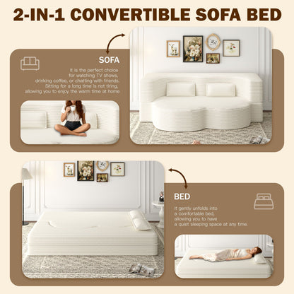 Floor sofa bed with 2 pillows, twin-size convertible mattress by HouseOfZazla on Tampa Home & Garden Store