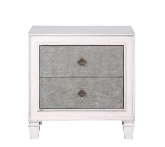 Katia Weathered Night Stand with Felt-Lined Drawer gray and white accent nightstand on Tampa Home & Garden Store