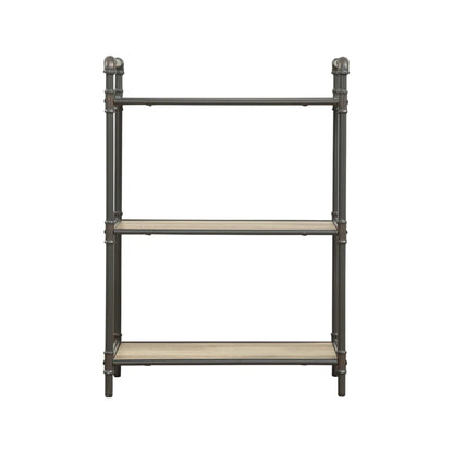 Itzel Bookshelf etageres with industrial pipe-frame in dark metal and light wood shelves on Tampa Home & Garden Store