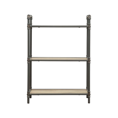HouseOfZazla etagere bookshelf with light brown wood shelves and dark metal frame on Tampa Home & Garden Store
