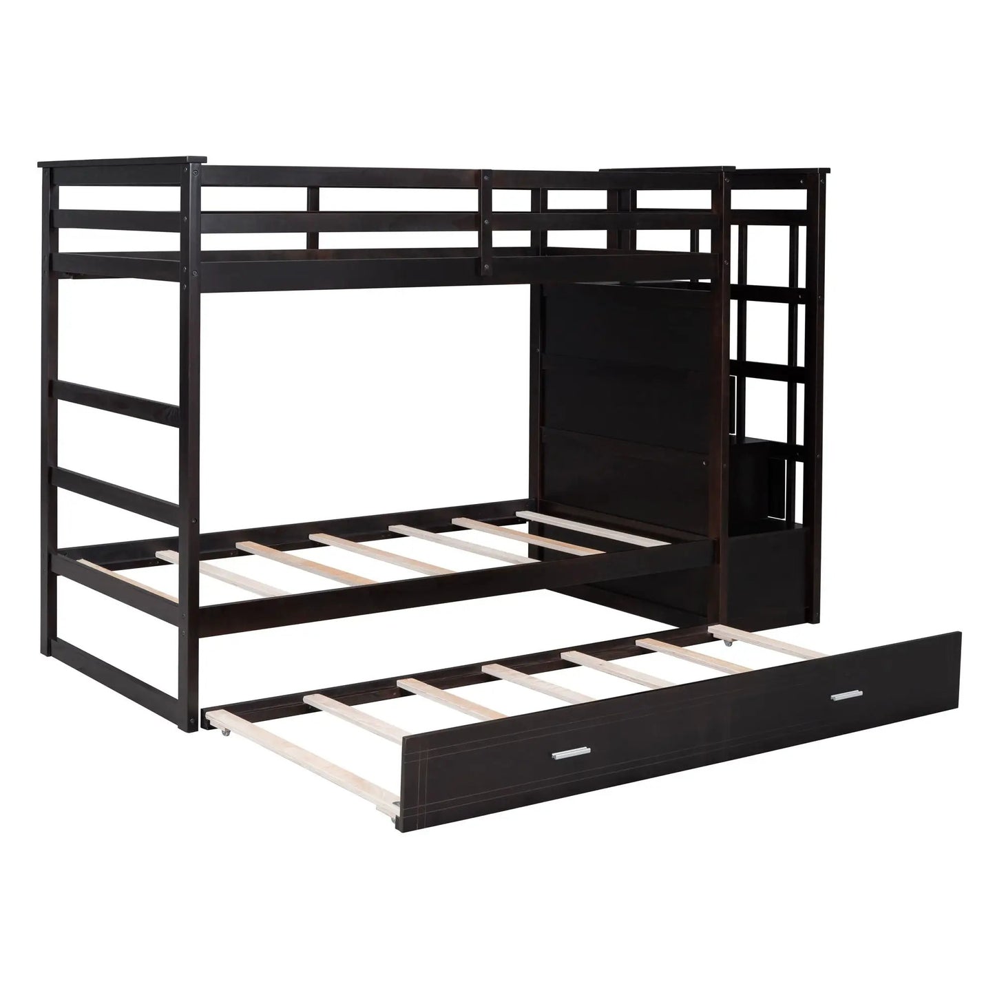 Bunk Bed With Trundle and Staircase Space Saving