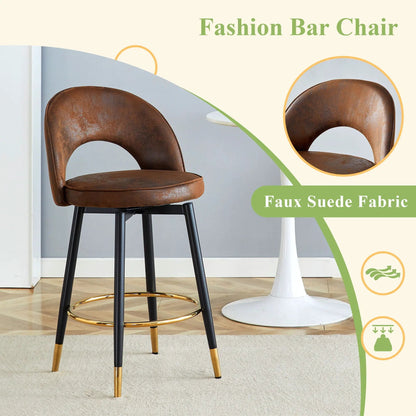 Upholstered Rotatable Bar Chair with Metal Legs