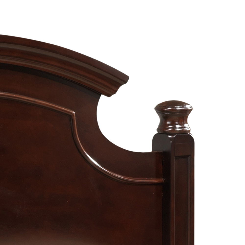 Bed Hand Carved Traditional panel bed headboard corner in dark espresso with rounded post finial on Tampa Home & Garden Store