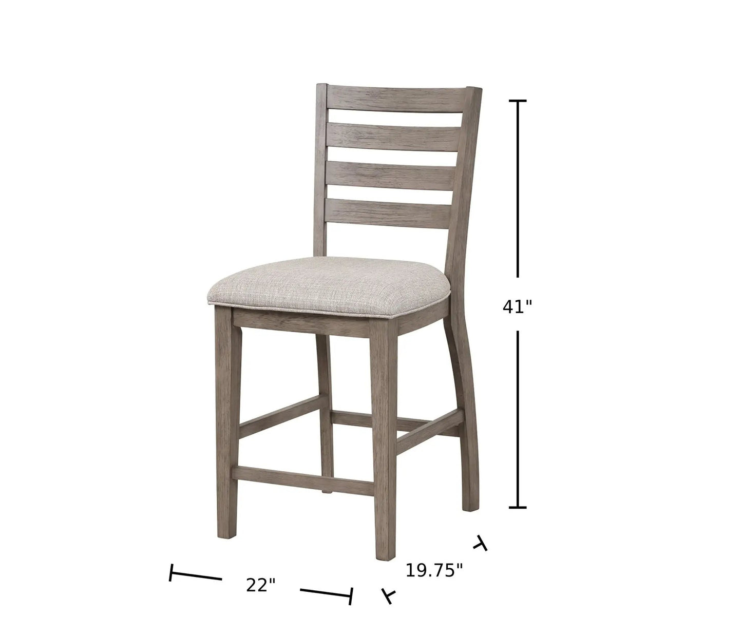 Counter Side Dining Stool with Ladder Back Gray