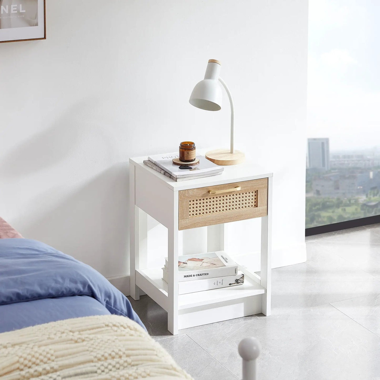 Rattan End Table With Drawer and Nightstand