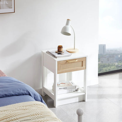 Rattan End Table With Drawer and Nightstand
