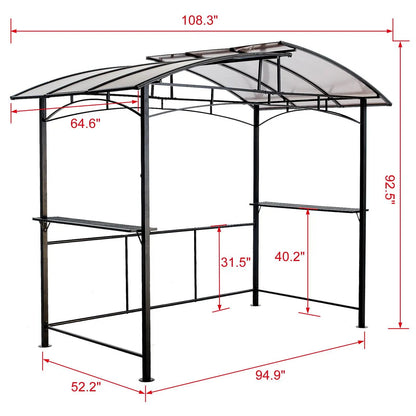 Grill Gazebo 8x5ft Canopy Bbq Shelter Black