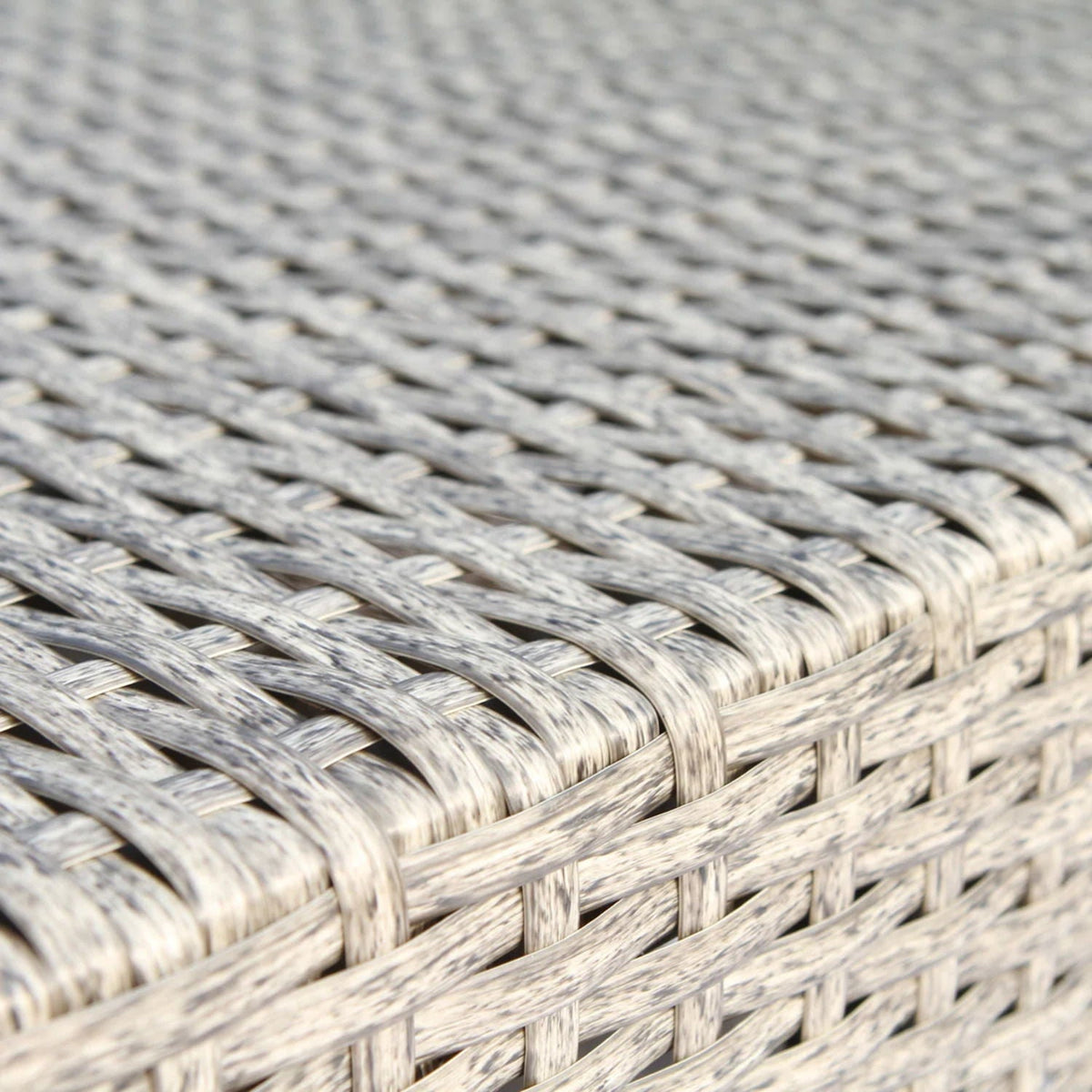 Rattan patio sectional set close-up in weathered gray wicker 2-piece outdoor HouseOfZazla on Tampa Home & Garden Store