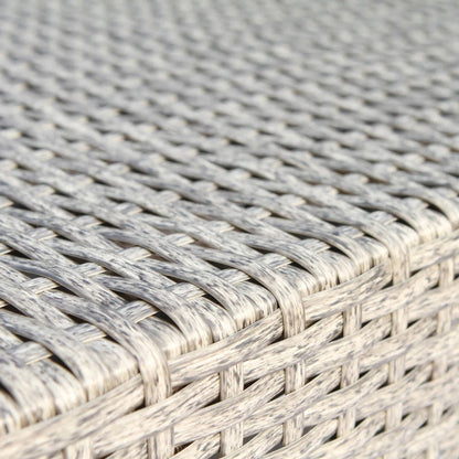 Rattan patio sectional set close-up in weathered gray wicker 2-piece outdoor HouseOfZazla on Tampa Home & Garden Store