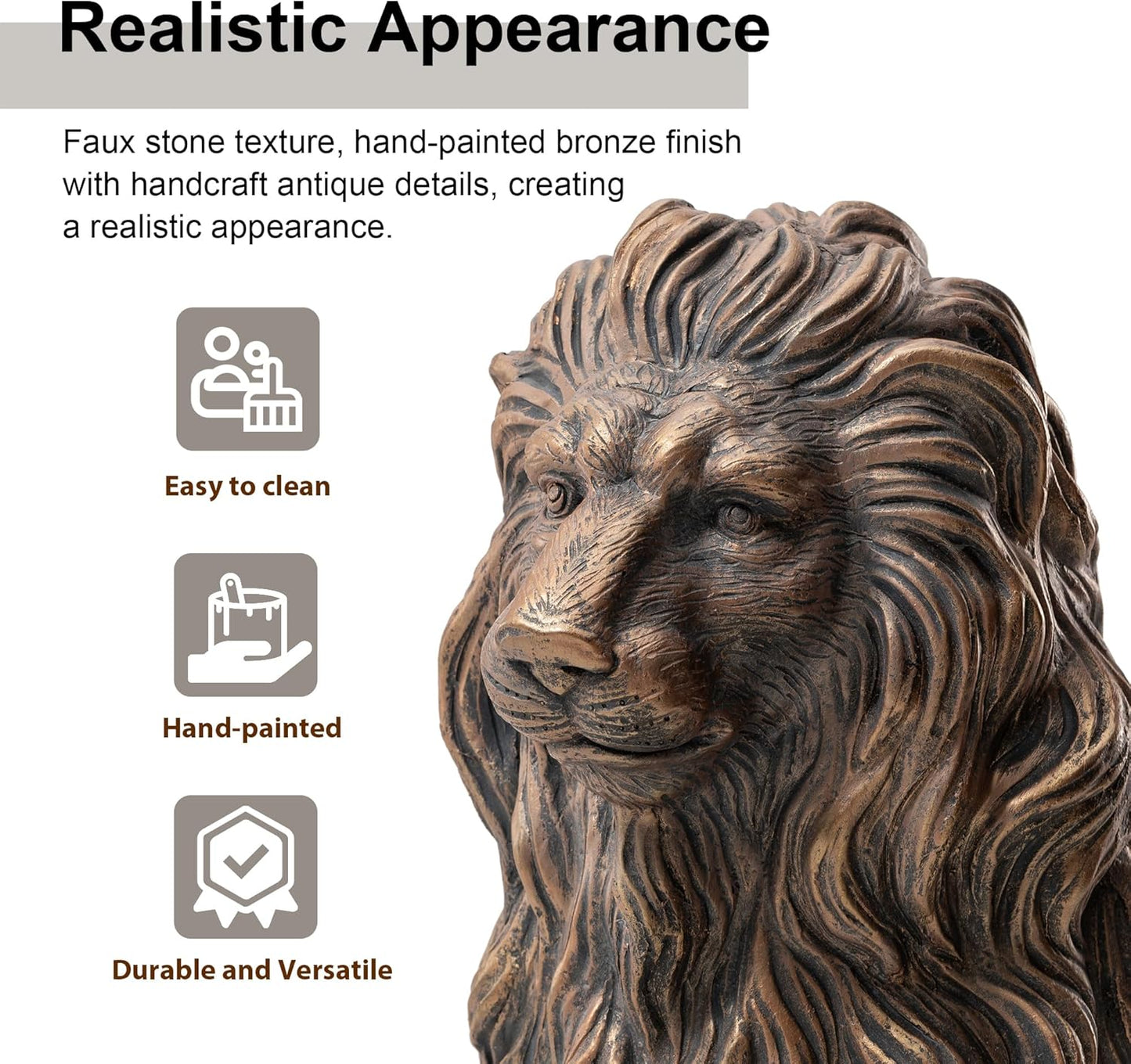 Indoor and Outdoor Resin Lion Guardian Statue