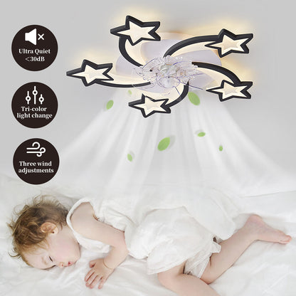 HouseOfZazla 29-Inch ceiling fan with star light accents, remote control, dimmable LED, ultra quiet on Tampa Home & Garden Store