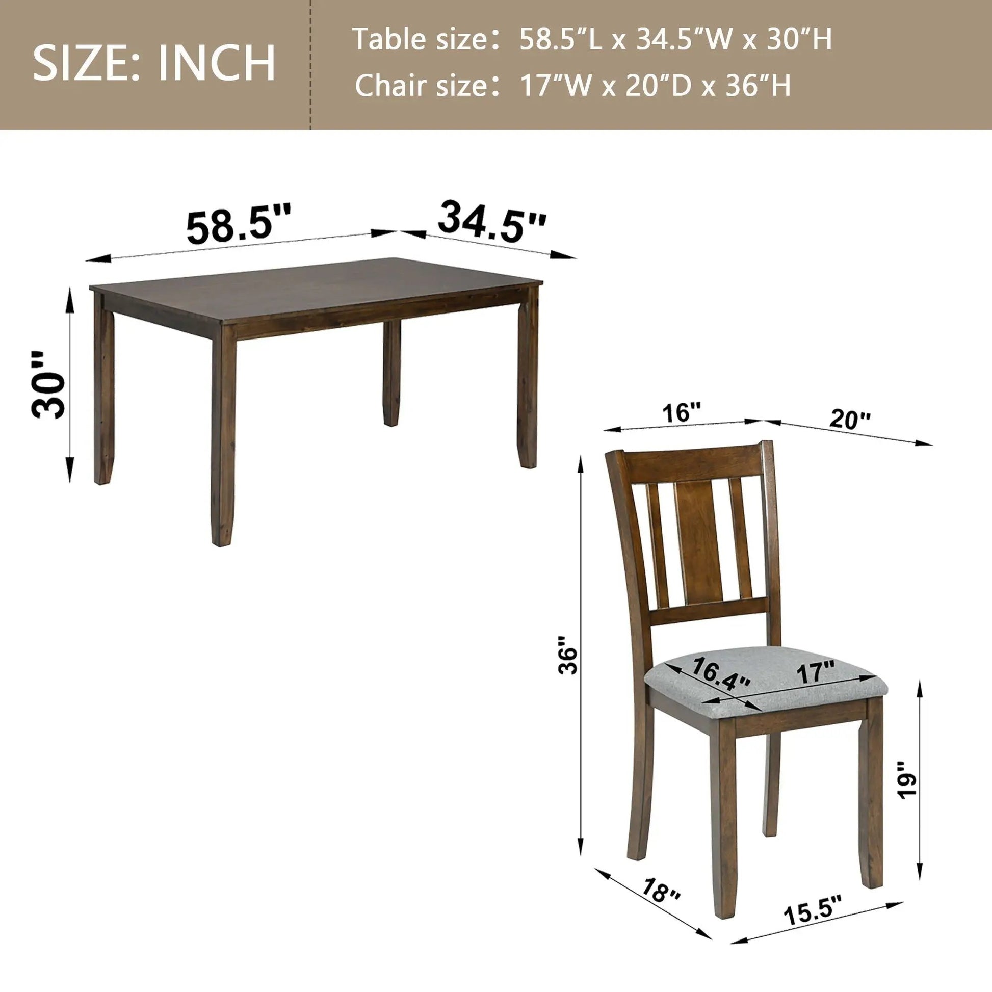 6-piece dining set: dark wood table with upholstered chairs Unique Piece Furniture on Tampa Home & Garden Store