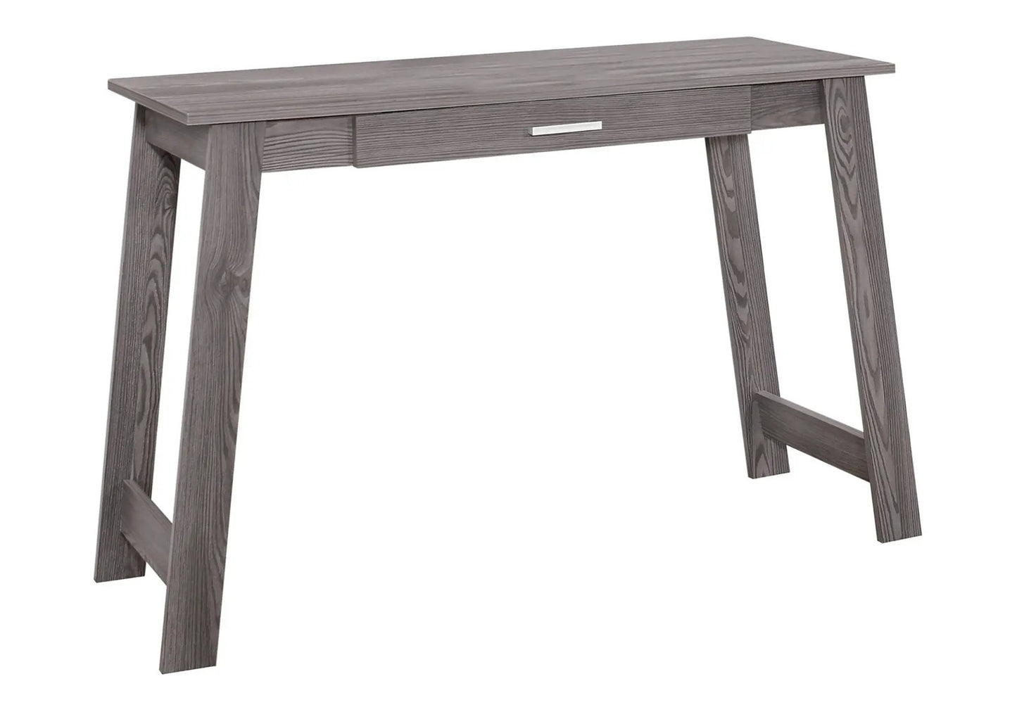 Gray woodgrain writing desk with a front drawer and metal handle, Unique Piece Furniture on Tampa Home & Garden Store