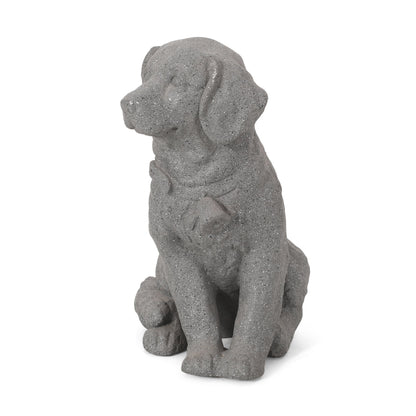 A Gray Mgo Dog Statue in Outdoor Garden Decor