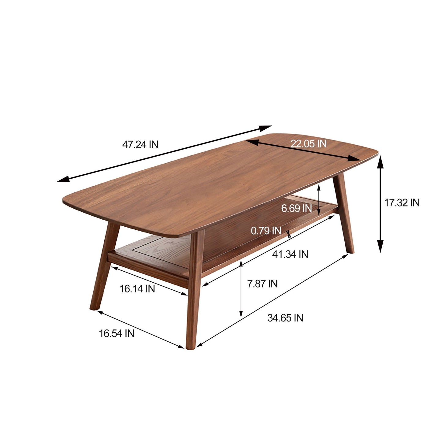 Low Oak Coffee Table With Solid Storage Shelf