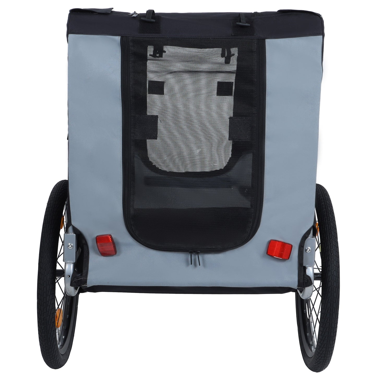 Large Folding Bike Trailer for Dogs by HouseOfZazla, blue gray fabric with black mesh front on Tampa Home & Garden Store
