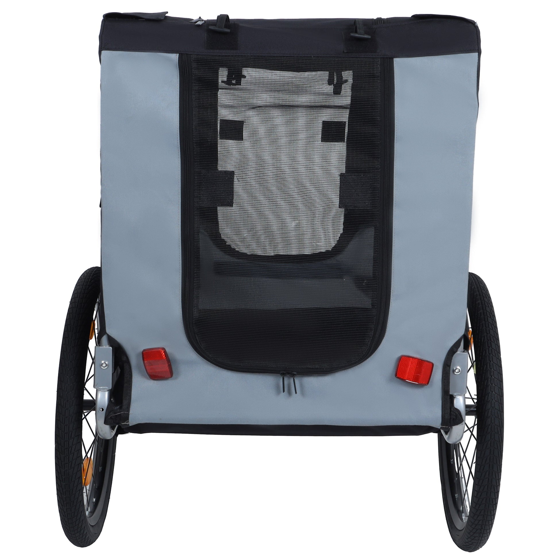 Large Folding Bike Trailer for Dogs by HouseOfZazla, blue gray fabric with black mesh front on Tampa Home & Garden Store