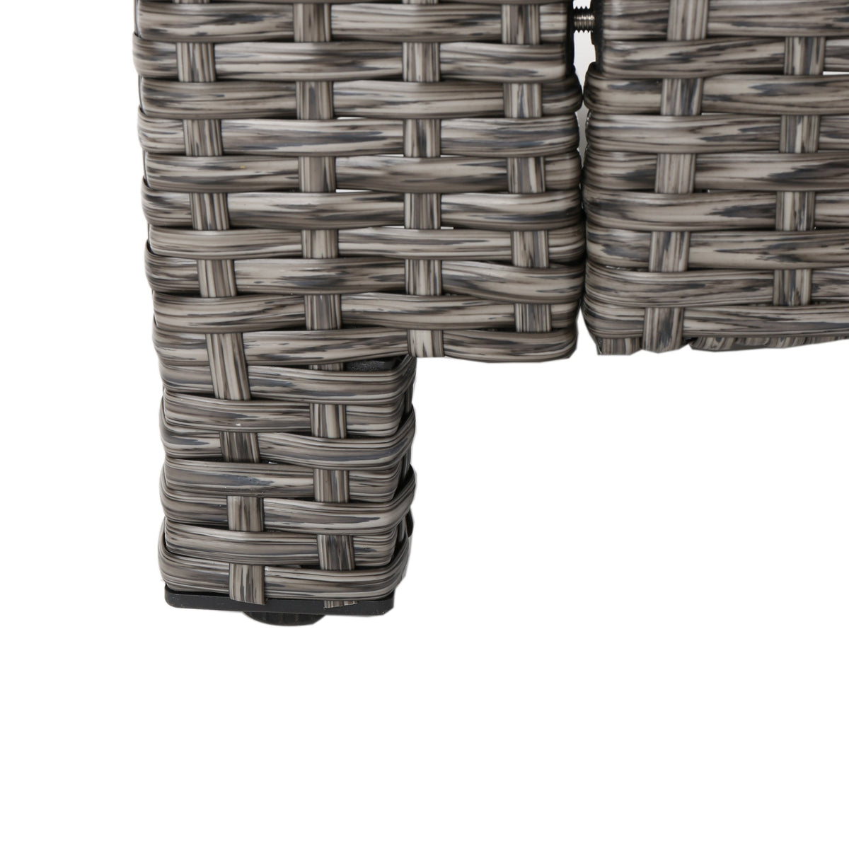 Puerta 4-Piece Outdoor Furniture Set wicker weave close-up in gray resin by HouseOfZazla on Tampa Home & Garden Store