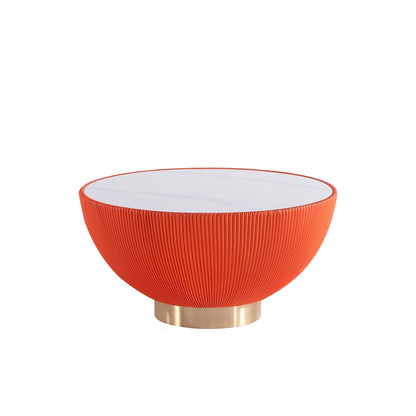 Anderson Coffee Table with Sintered Stone Top orange woven base by HouseOfZazla on Tampa Home & Garden Store