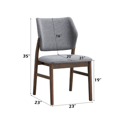 Padded seat side chair set of 2 in gray modern fabric with wooden legs HouseOfZazla on Tampa Home & Garden Store