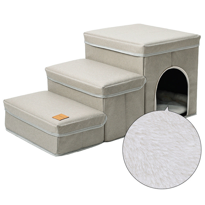 Cat Kennel Cage with stairs and upper bed, beige plush interior Sell My Stuff on Tampa Home & Garden Store