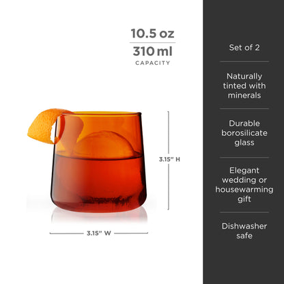 Amber Glass Cocktail Tumblers And Wine Glasses