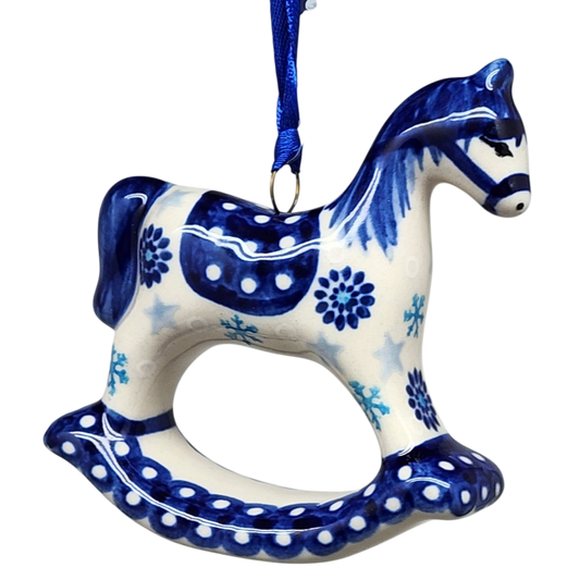 Rocking Horse Ornament - Blue Meadow Pattern - Tampa Home & Garden Store