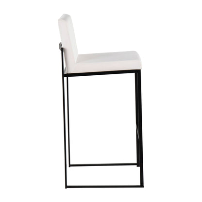 White leather high-back barstool set with black metal frame, modern HouseOfZazla on Tampa Home & Garden Store