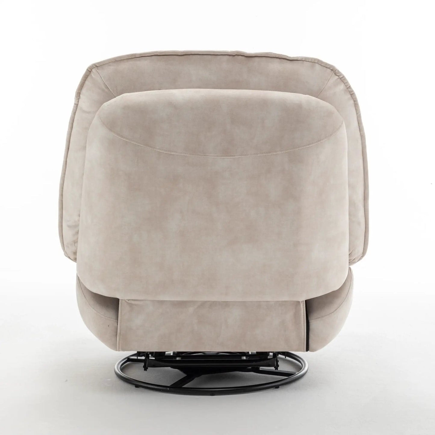 Beige swivel glider recliner chair with circular metal base by Unique Piece Furniture on Tampa Home & Garden Store