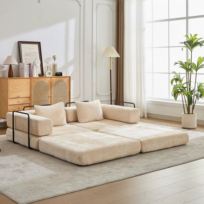 Convertible Floor Sofa Bed with Armrest