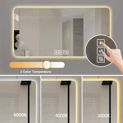 LED bathroom mirror by Unique Piece Furniture with backlight and 3 color temps: 3000K/4000K/6000K on Tampa Home & Garden Store