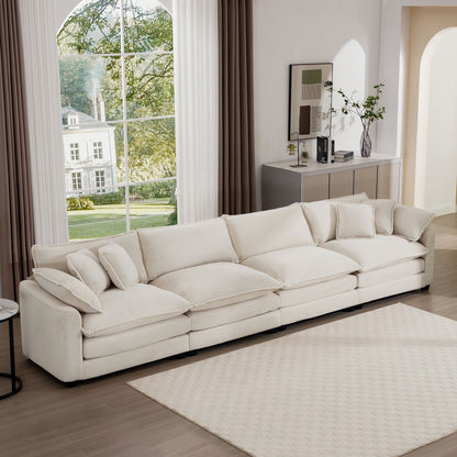 Modern Four Seater Fabric Sofa And Pillows