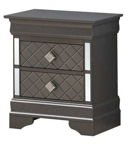 Verona nightstand with modern design in black finish, quilted front panels, mirrored accents by HouseOfZazla on Tampa Home & Garden Store