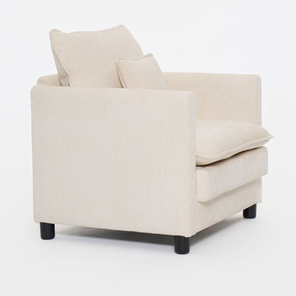 Modern Reading Armchair beige textured fabric with back cushion, black legs HouseOfZazla on Tampa Home & Garden Store