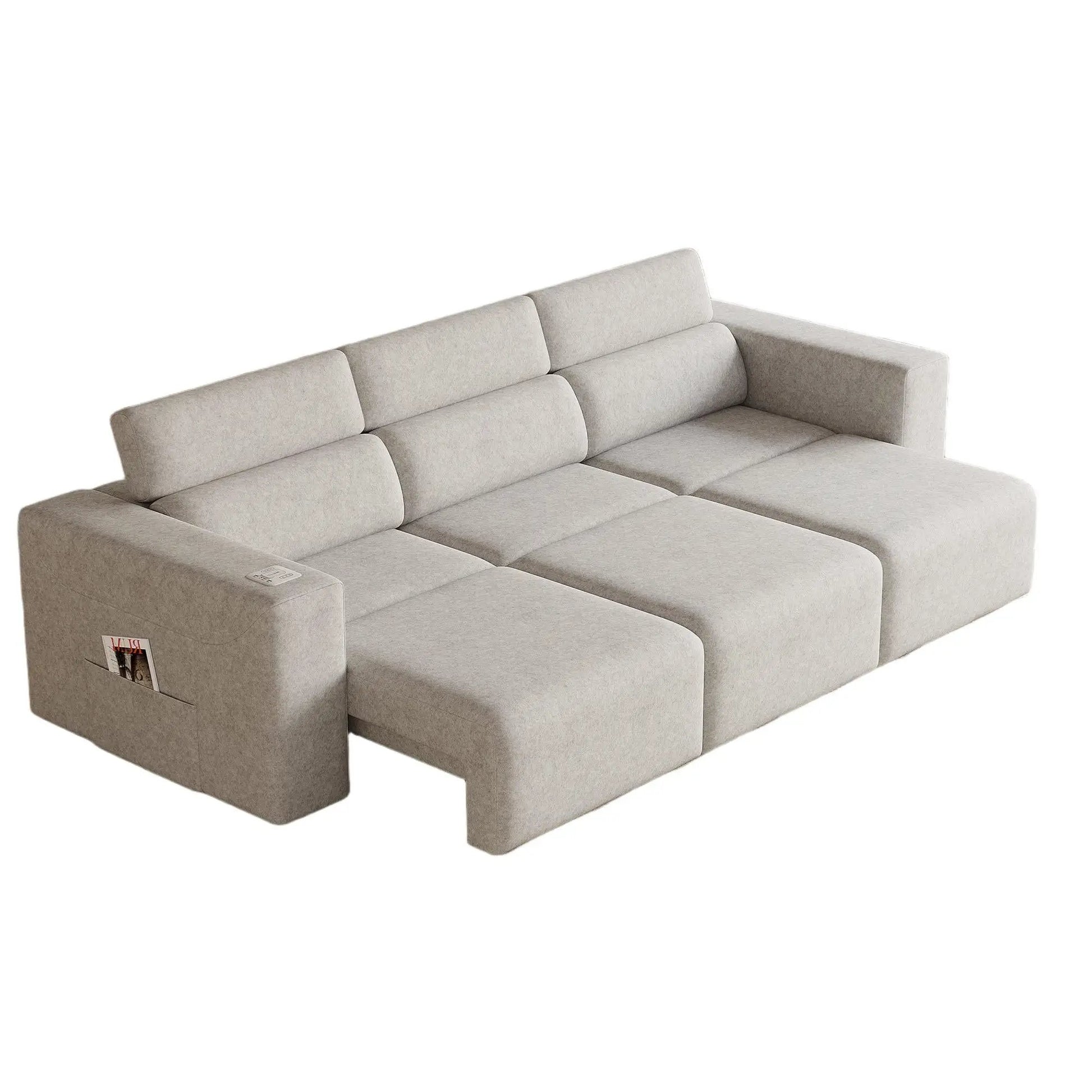 3 seater gray fabric power reclining sofa with side pocket by Unique Piece on Tampa Home & Garden Store